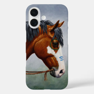Coques iPhone 16 Cheval de guerre Pinto de la baie amérindienne