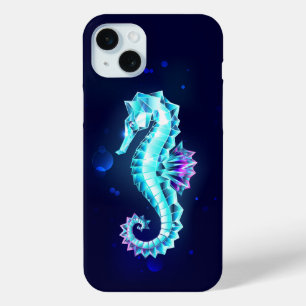 Coque iPhone 15 Mini Cheval de mer de glace cristal sur Arrière - plan