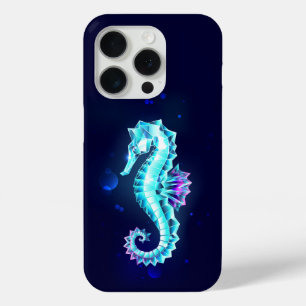 Coque iPhone 15 Pro Cheval de mer de glace cristal sur Arrière - plan