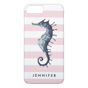 Case-Mate iPhone Case Cheval de mer nautique rose monogramme personnalis