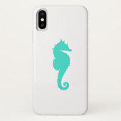 Coques Case-Mate iPhone Cheval de mer Turquoise en Blanc (Dos)