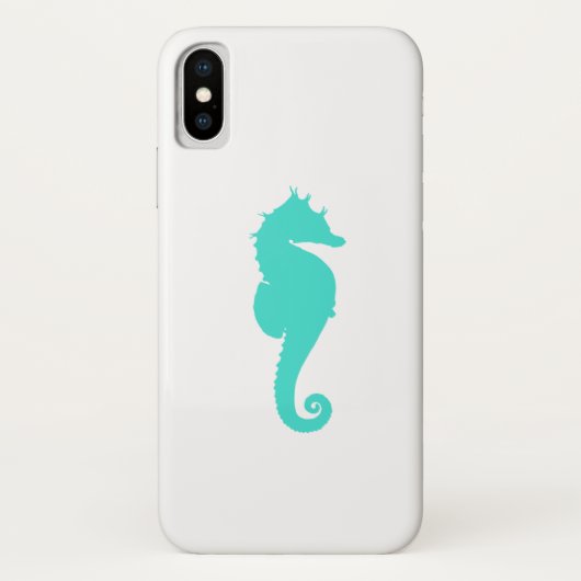 Coques Case-Mate iPhone Cheval de mer Turquoise en Blanc (Dos)