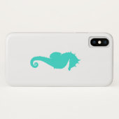 Coques Case-Mate iPhone Cheval de mer Turquoise en Blanc (Dos (Horizontal))