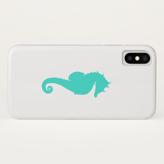 Coques Case-Mate iPhone Cheval de mer Turquoise en Blanc (Dos (Horizontal))