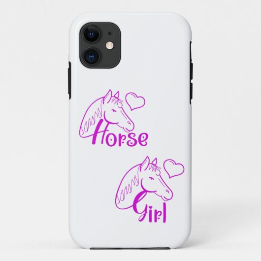 Coques Case-Mate iPhone Cheval fille en violet avec tête de cheval Police (Dos)