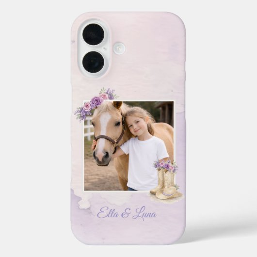 Coques Case-Mate iPhone Cheval Floral Violet Filles (Verso)
