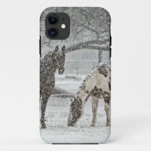 Coques Pour iPhone cheval hiver neige ferme ranch animaux enneigés ge