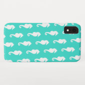 Coques Case-Mate iPhone Cheval marin blanc sur turquoise (Dos (Horizontal))