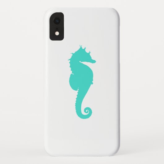 Coques Case-Mate iPhone Cheval Marin Turquoise sur Fond Blanc (Dos)