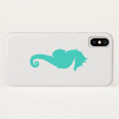 Coques Case-Mate iPhone Cheval Marin Turquoise sur Fond Blanc (Dos (Horizontal))