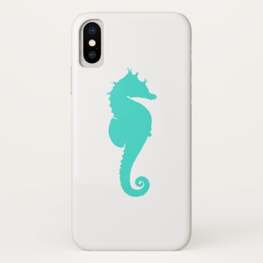 Coques Case-Mate iPhone Cheval Marin Turquoise sur Fond Blanc (Dos)