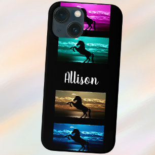 Case-Mate iPhone Case Cheval noir violet, Bleu, Turquoise, Ciel doré & E