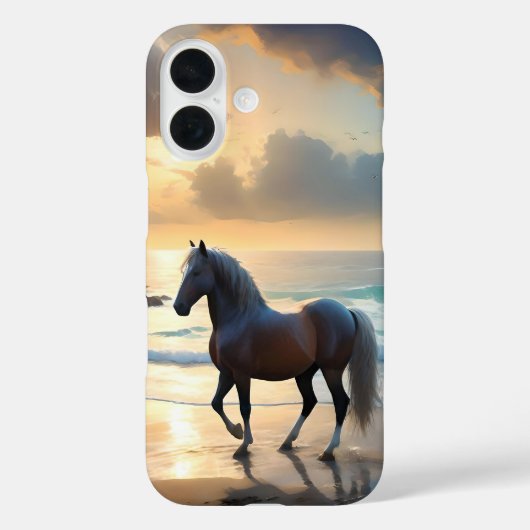 Coques Case-Mate iPhone Cheval Palomino sur la plage, (Verso)