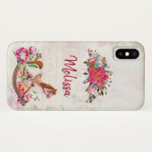 Coques Case-Mate iPhone Cheval rocheux victorien et Poinsettia Noël (Dos (Horizontal))