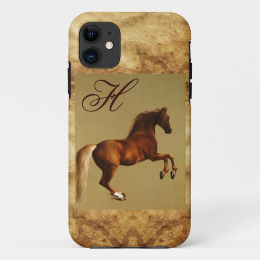 Coques Case-Mate iPhone CHEVAL ROUGE Monogramme de parchemin (Dos)