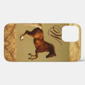 Coques Case-Mate iPhone CHEVAL ROUGE Monogramme de parchemin (Verso (horizontal))