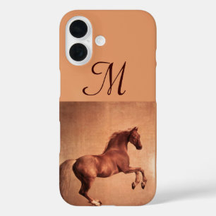 Coques iPhone 16 CHEVAL ROUGE Monogramme de parchemin