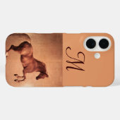 Coques Case-Mate iPhone CHEVAL ROUGE Monogramme de parchemin (Verso (horizontal))
