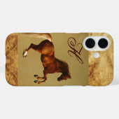 Coques Case-Mate iPhone CHEVAL ROUGE Monogramme de parchemin (Verso (horizontal))
