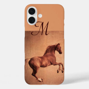 iPhone 16 Plus Case CHEVAL ROUGE, Monogramme rose antique