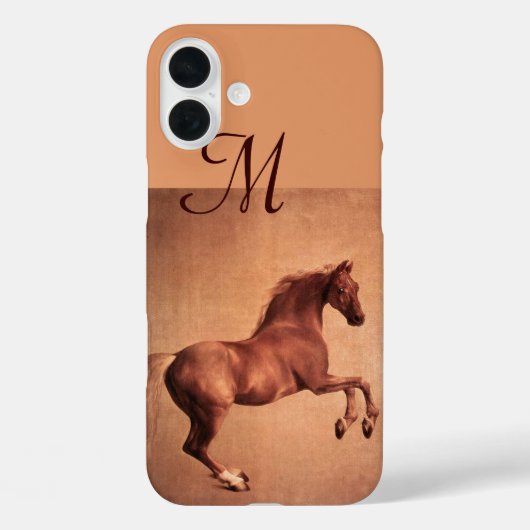 Coques Case-Mate iPhone CHEVAL ROUGE, Monogramme rose antique (Verso)