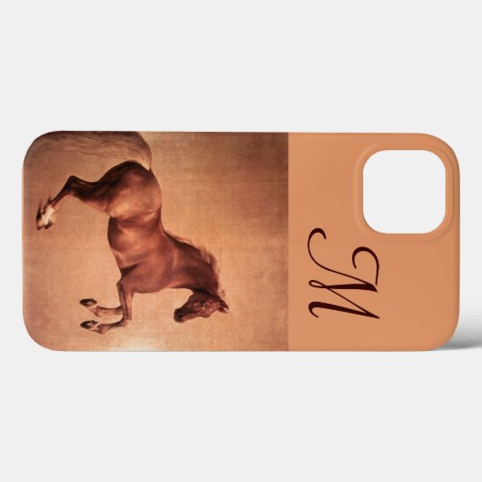 Coques Case-Mate iPhone CHEVAL ROUGE, Monogramme rose antique (Verso (horizontal))