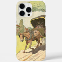 Cheval rustique et buggy illustré