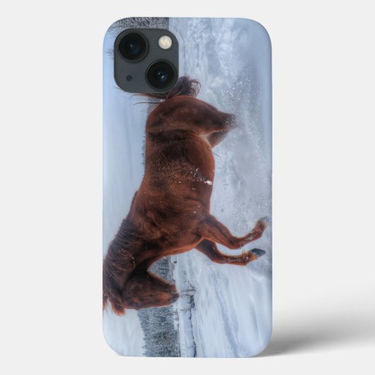 Coques Case-Mate iPhone Cheval Sorrel, émerveillé par la neige hivernale (Verso)