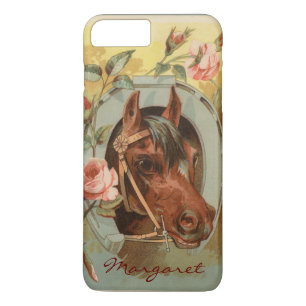 Coque iPhone 8 Plus/7 Plus Cheval vintage de châtaigne personnalisé