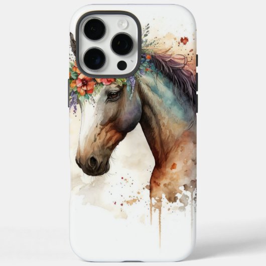 Coques Case-Mate iPhone Cheval visage avec couronne de fleurs (Verso)