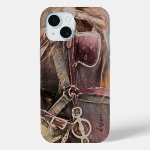 Coque Pour iPhone 15 Cheval Western Rustic Country Art Vintage