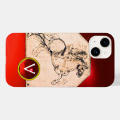 Coques Case-Mate iPhone Chevalier sur un cheval d'élevage Red Ruby Gem Mon (Verso (horizontal))