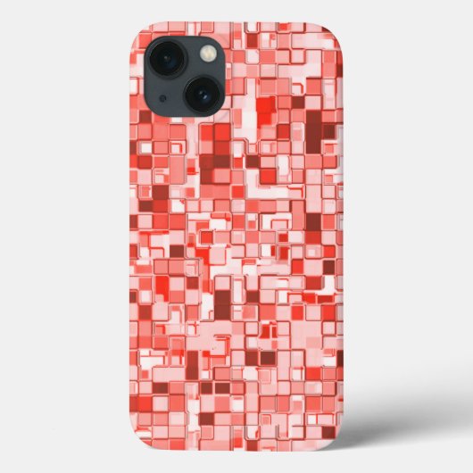Coques Case-Mate iPhone Chevauchement de petits carrés, tons de rouge ou d (Verso)