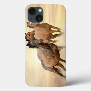 Etui iPhone 13 Chevaux dans le coucher du soleil