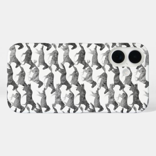 Coques Case-Mate iPhone Chevaux d'aquarelle noire (Verso (horizontal))
