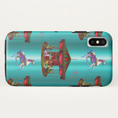 Coques Case-Mate iPhone Chevaux de carrousel en bleu (Dos (Horizontal))