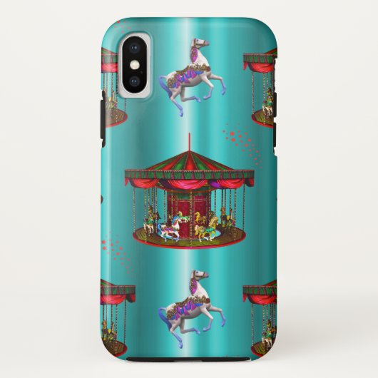 Coques Case-Mate iPhone Chevaux de carrousel en bleu (Dos)