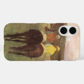 Coques Case-Mate iPhone Chevaux de course à Longchamp par Edgar Degas (Verso (horizontal))