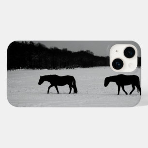 Coque Pour iPhone 14 Chevaux sur la neige iphcnm