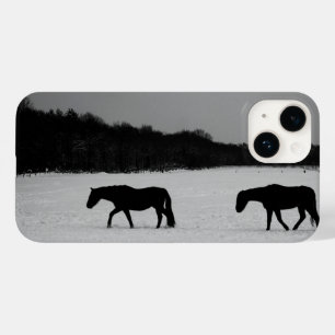 Coque Pour iPhone 14 Chevaux Sur L'Ipha De Neige