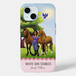 Coque Pour iPhone 15 Chevaux Thoroughbred et cavalier personnalisable