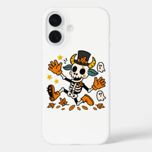 Coques iPhone 16 Chèvre squelette fantomatique mignonne avec chapea
