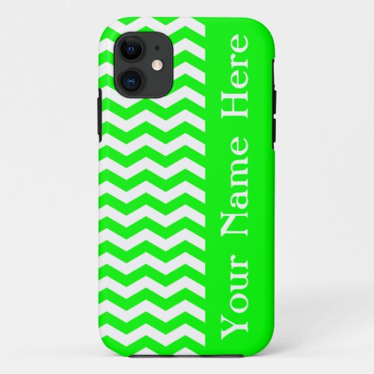Coques Case-Mate iPhone Chevron à clé Lime Wave avec nom (Dos)