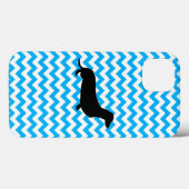 Coques Case-Mate iPhone Chevron Bébé Bleu Avec Silhouette Dachshund (Verso (horizontal))