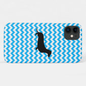 Coques Case-Mate iPhone Chevron Bébé Bleu Avec Silhouette Dachshund (Dos (Horizontal))