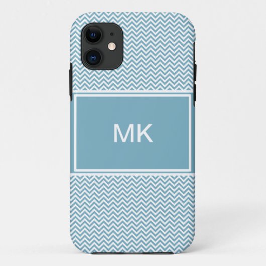 Coques Case-Mate iPhone Chevron bleu avec Monogramme (Dos)