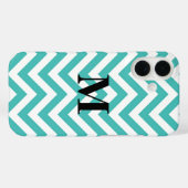 Coques Case-Mate iPhone Chevron bleu avec Monogramme (Verso (horizontal))