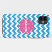 Coques Case-Mate iPhone Chevron bleu clair rose Zigzag Monogramme (Dos (Horizontal))