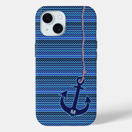 Coques Case-Mate iPhone chevron bleu marine ancre (Verso)