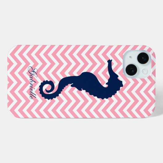 Coques Case-Mate iPhone Chevron bleu sur Chevron rose Motif (Verso (horizontal))